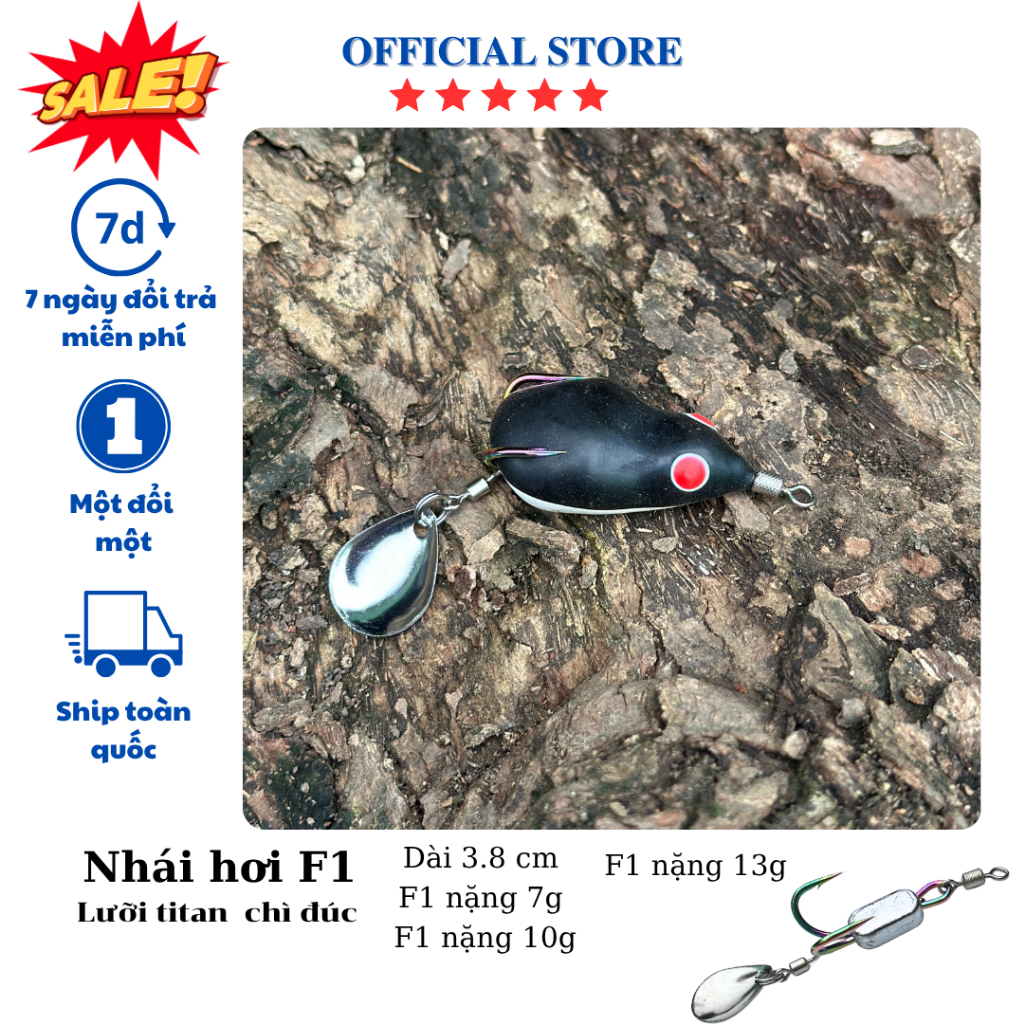 Nhái hơi F1 lưỡi Titan chì đúc 7g, 10g &13g