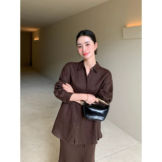 SET SƠ MI LINEN NÂU MIX CHÂN VÁY MINDI DÁNG DÀI SIÊU XINH PHONG CÁCH SANG CHẢNH ĐỦ SIZE