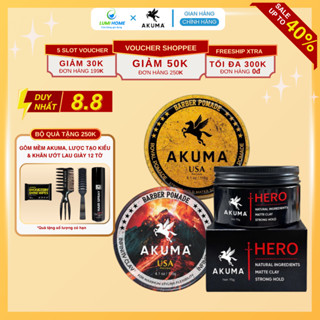 Combo Sáp vuốt tóc nam, Gôm xịt tóc AKUMA Chính Hãng, tạo kiểu mềm giữ nếp tóc 12h, hương nước hoa