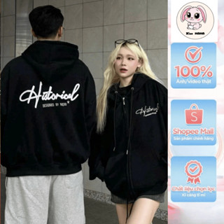 Hoodie Zip - Áo Khoác Nỉ Hoodie Zip COTTON Form Boxy Thêu Xù NQ30 HISTORICAL Form Rộng , Có Túi Trong Nam Nữ Unise