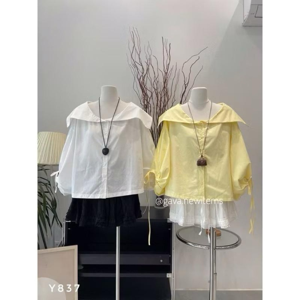 Áo sơmi tay bồng thiết kế dây rút buộc nơ “HIGI TOP”Áo sơmi nữ đơn giản phong cách Hàn Quốc - 2 màu basic siêu xinh | BigBuy360 - bigbuy360.vn