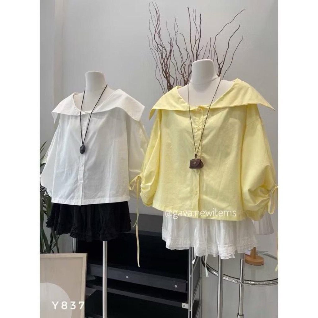 Áo sơmi tay bồng thiết kế dây rút buộc nơ “HIGI TOP”Áo sơmi nữ đơn giản phong cách Hàn Quốc - 2 màu basic siêu xinh | BigBuy360 - bigbuy360.vn