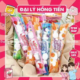 Combo Kẹo Bông Dẻo Marshmallow Bánh Bao Nhân Chảy Vị Trái Cây, Kẹo Marshmallow Có Nhân