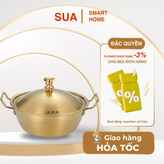  Nồi Inox Kèm Nắp Nấu Lẩu Nấu Mì Cay Soup - Chảo Nấu Ăn MINI Bằng Thép Không Gỉ Phong Cách Hàn Quốc 