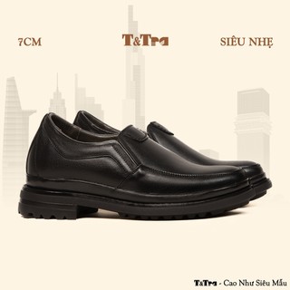   7CM  Giày Cao Nam T&Tra T142 Đen - Nhẹ Hơn và Ít Dốc Hơn 