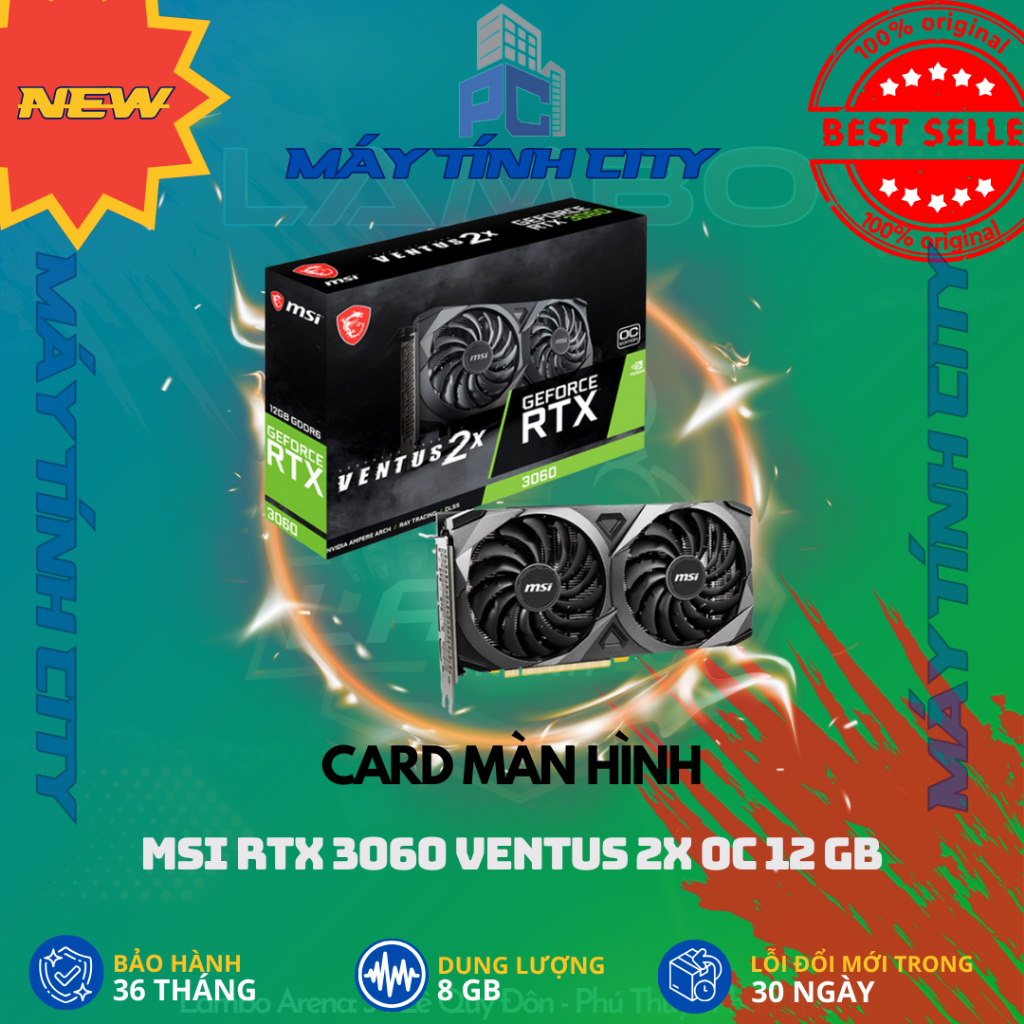 VGA Card màn hình MSI RTX 3060 VENTUS 2X OC 12 GB - NEW BẢO HÀNH 36 THÁNG