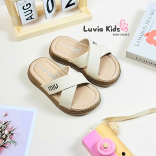 Dép bé gái cao cấp đế cao quai chéo Luvia Kids 01LK