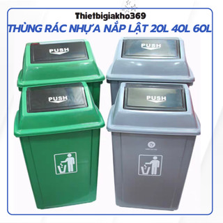 Thùng rác nhựa nắp lật, Thùng rác cao cấp, Dung tích đa dạng 20L 40L 60L 100L