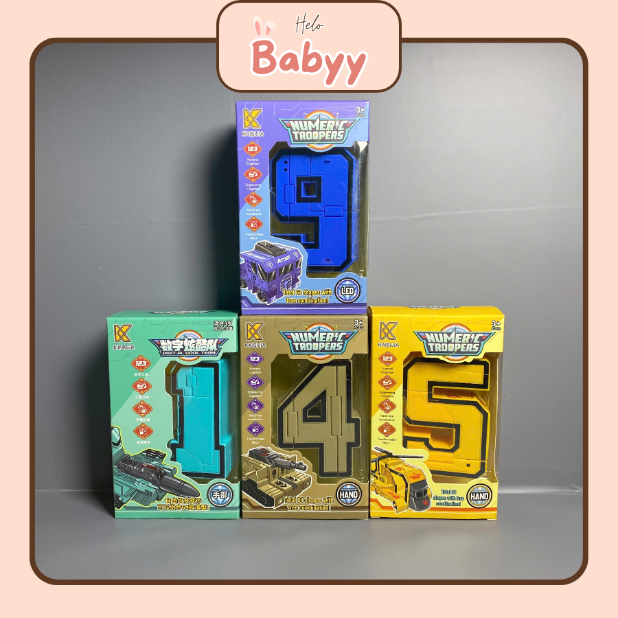 Đồ Chơi Robot Biến Hình Hình Số Cho Bé, Bộ Ghép Hình Sáng Tạo Cho Bé - Helo Babyy 8336