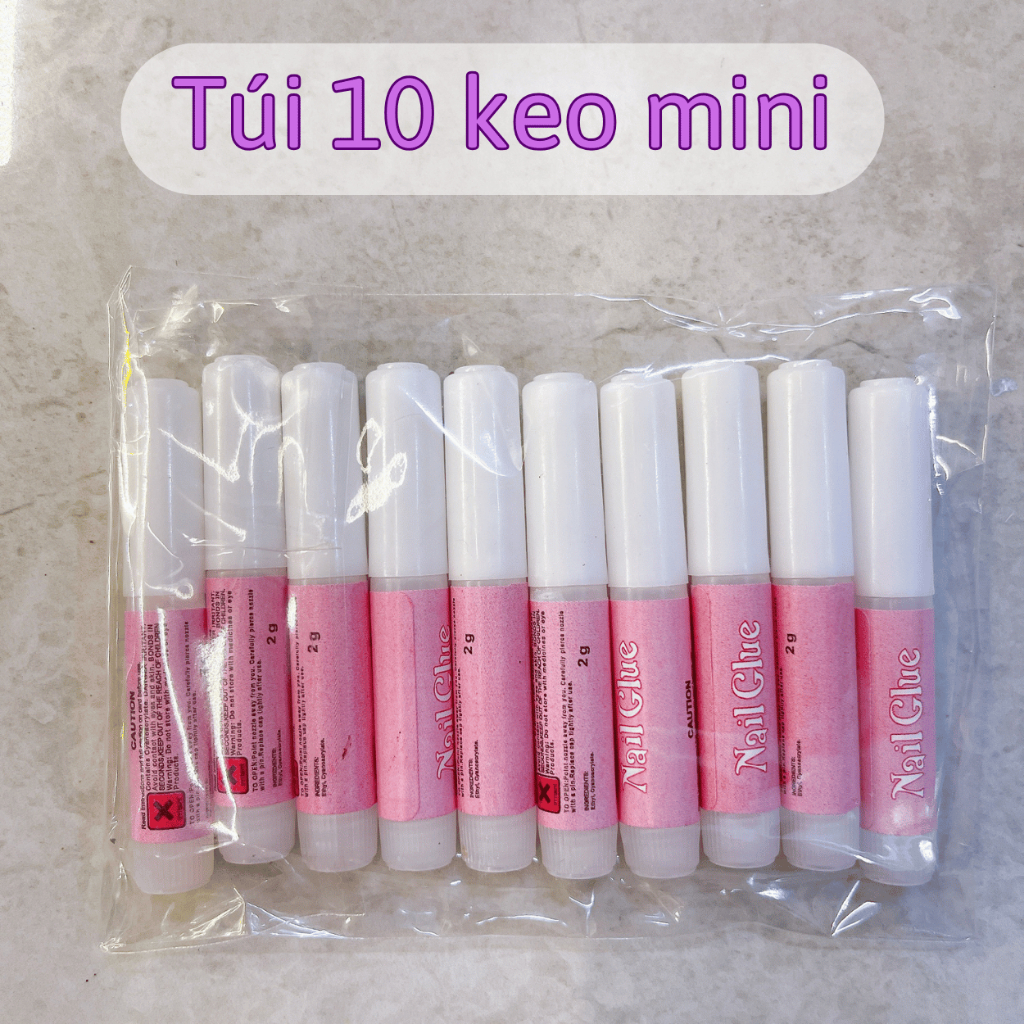 Keo dán móng tay nailbox 10 lọ, keo dán nail mini