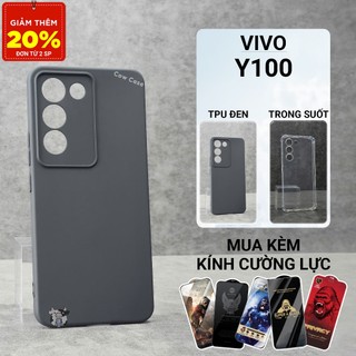 Ốp lưng Vivo Y100 5G Cowcase trơn màu đen | Ốp điện thoại Vivo dẻo bảo vệ camera đt toàn diện