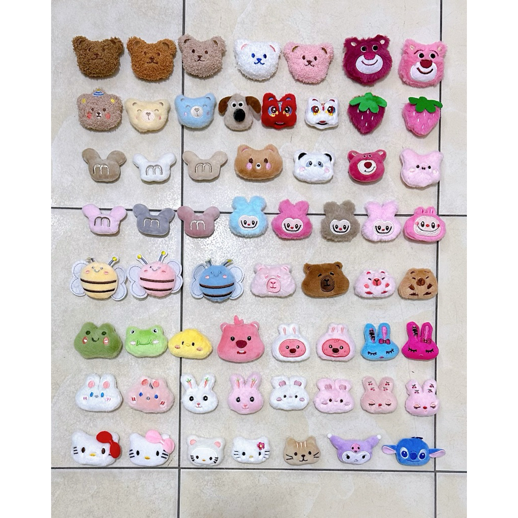 Combo 100 mặt gấu bông cute kèm ghim cài - nhiều mẫu HOT Loppy/Capybara/Koromi/Gấu dâu...  mini 4-8cm giá rẻ