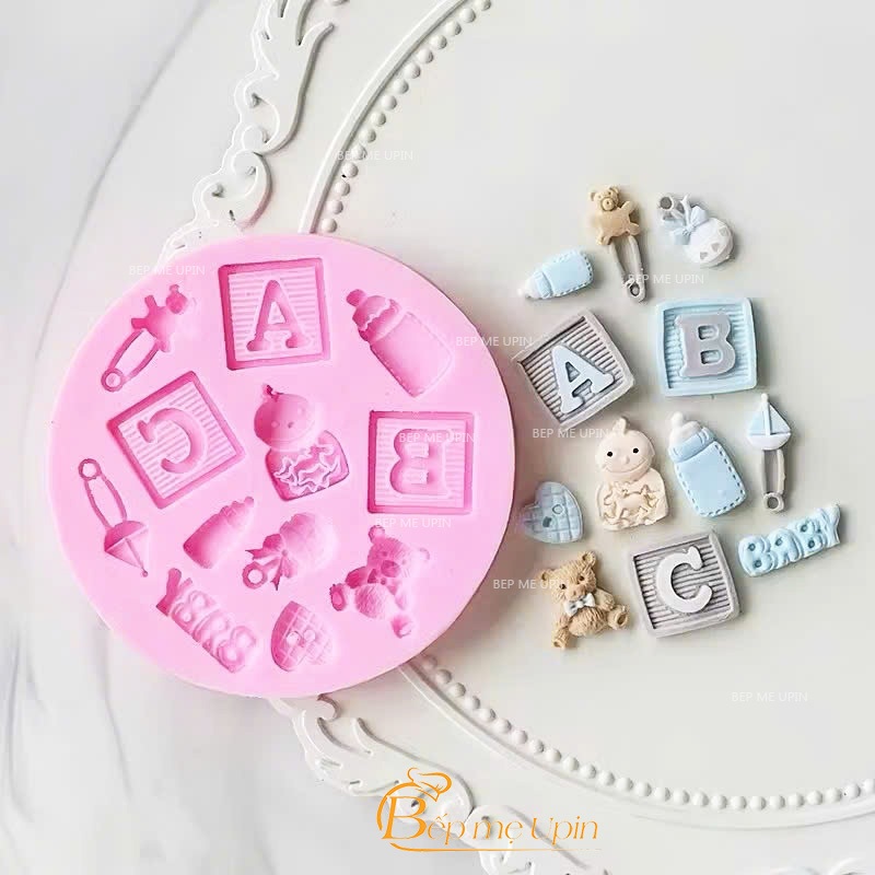 Khuôn silicon 3D mẫu baby và phụ kiện (12 ABC)
