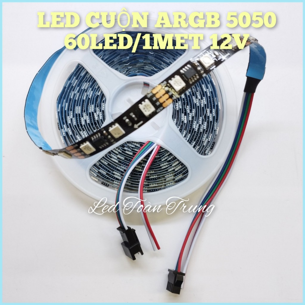 Led cuộn ARGB 5050 bỏ lõi 60led/1met cuộn dài 5MET, giá chưa nguồn 12V và chưa mạch điều khiển