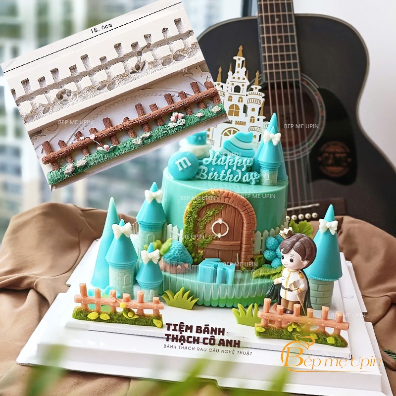 Khuôn silicon ốp rào tròn có cỏ dài 19cm