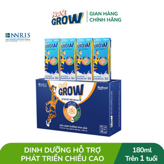 Sữa bột pha sẵn Nuvi Grow 1+ hỗ trợ phát triển chiều cao, trí não - Thùng 48 hộp 180ml