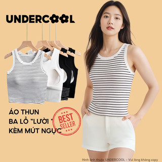  Áo thun ba lỗ nữ cotton UNDERCOOL có áo mút ngực tích hợp,mùa hè  ôm sát chơi thể thao pickleball ABL45 