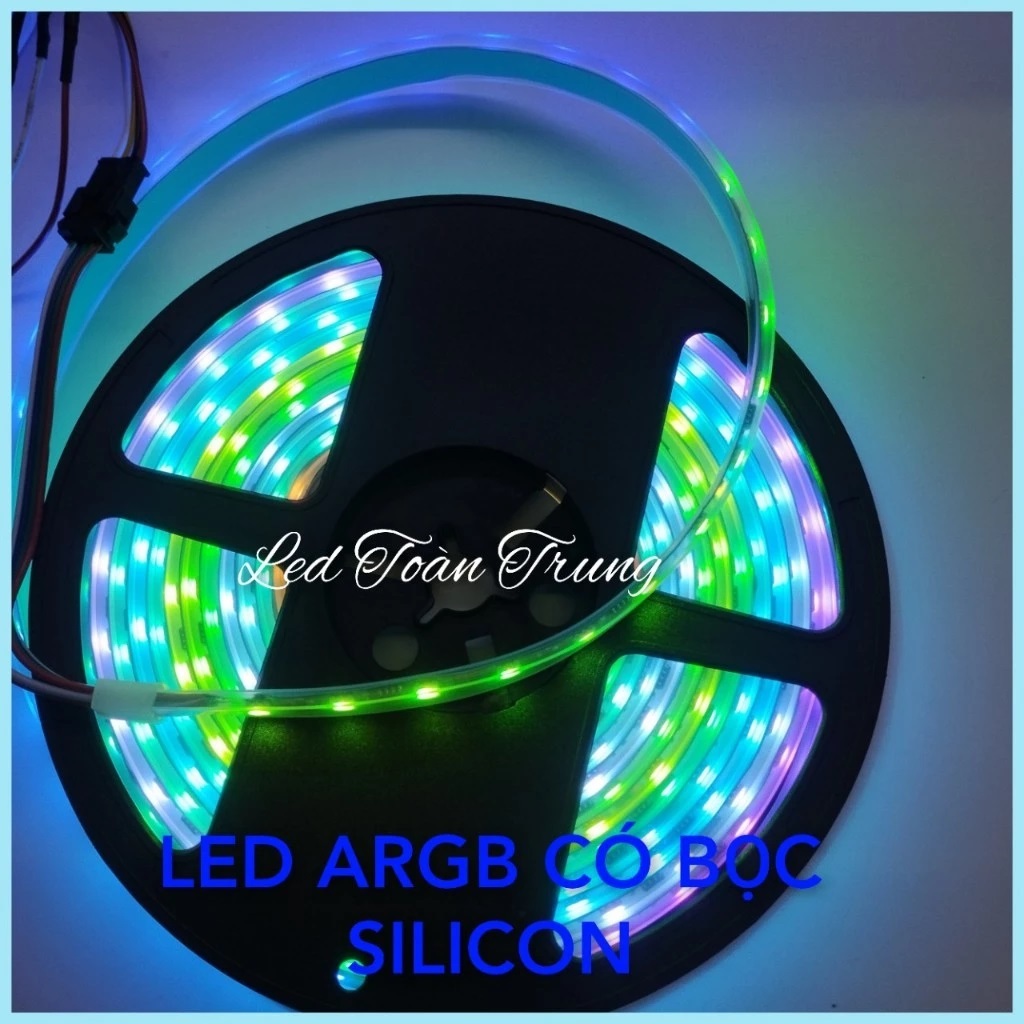 Led cuộn ARGB 5050 bọc silicon dùng ngoài trời cuộn dài 5MET điện 12V, giá chưa nguồn chưa mạch điều