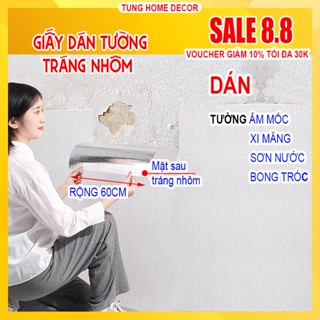 Giấy dán tườg phòng ngủ, chống nước tráng nhôm THD020 Miếng giấy dán tường bàn học, tủ quần áo, tủ lạnh dày dặn khổ 60cm