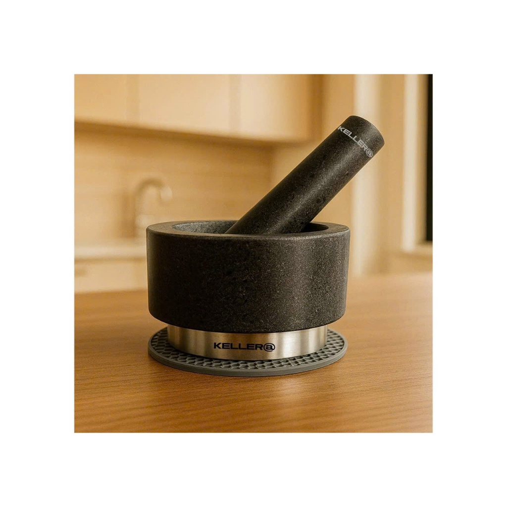 Bộ chày cối đá tự nhiên Granite nguyên khối Keller Đức 14cm