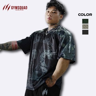 GYMSQUAD Áo thun nam Oversize Jersey Camo đường phố vải lưới tập gym, tập thể dục Unisex Sport