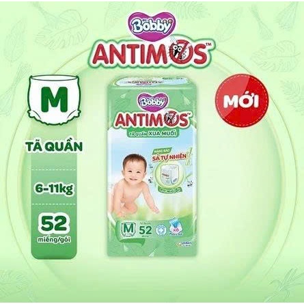 Tã Quần Xua Muỗi Bobby Antimos M52/L50+2/XL48+4/XXL46+6