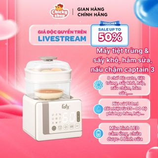 Máy tiệt trùng sấy khô nấu cháo thông minh tích hợp máy hâm sữa Captain 3 FATZBABY FB4326SL