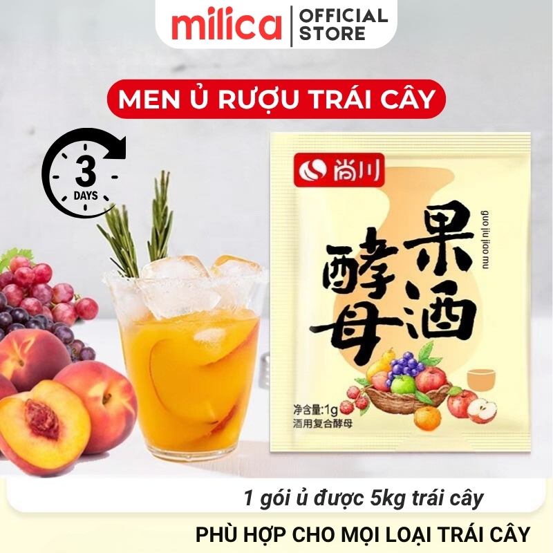 Men ủ rượu trái cây, men rượu hoa quả Shangchuan làm rượu vang, rượu hoa quả, gói 1g dùng cho 5kg tr