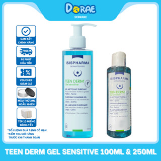 ISIS PHARMA l Gel rửa mặt, giảm nhờn, ngừa mụn cho da nhạy cảm Teen Derm Gel Sensitive