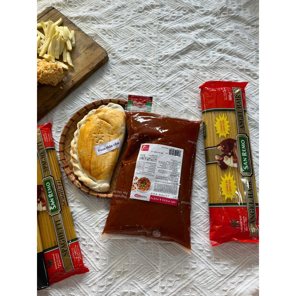[Pizza đông lạnh] Pizza gối Thập cẩm 230gr +Sốt Spagetti 1kg + mì SẤY LẠNH 500gr nhập khẩu,Nhân Nhồi
