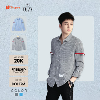 Áo Sơ Mi Nam Oxford TH77 Dài Tay Phối Viền Tay Kiểu Dáng Hàn Quốc Chất Liệu Cotton Lụa Thoáng Mát