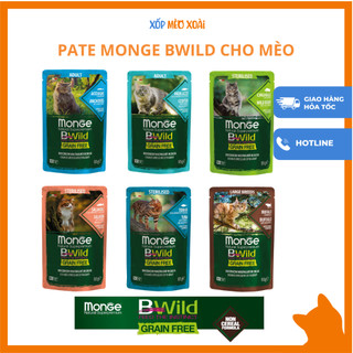 Pate Cho Mèo Monge Bwild 85g - Pate Cho Mèo Monge BWild Vị Cá Thịt Dạng Gói