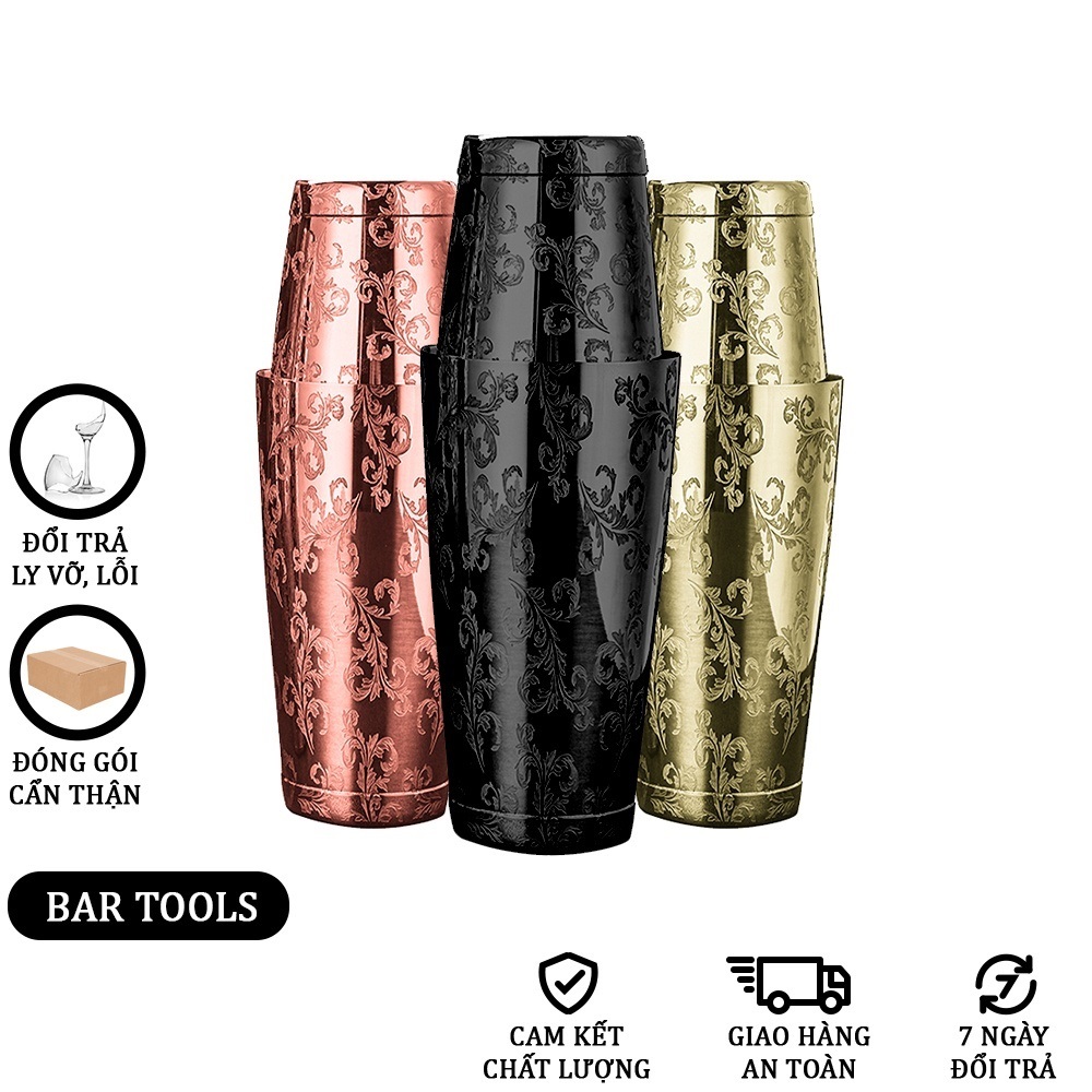 Boston Shaker Khắc 2 Đáy - Dụng Cụ Bartender