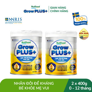 Combo 2 Sữa bột Nutifood GrowPLUS+ Vàng (Sữa Non Tăng Đề Kháng) 0-12 tháng (400g/Lon)