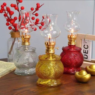  Dèn đốt thắp dầu thờ cúng cát tường lưu ly pha lê hoa sen 