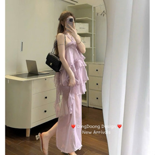 Đầm đi dự tiệc, váy dự tiệc cổ yếm voan tơ dài thân bèo xòe phối chân váy thiết kế tiểu thư đi chơi du lịch LEVAN Jennie