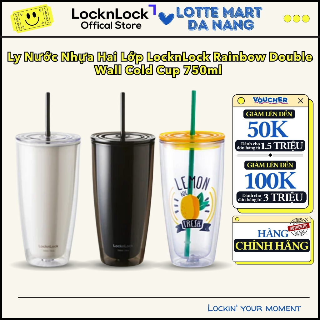 Ly Nước Nhựa Hai Lớp LocknLock Rainbow Double Wall Cold Cup 750ml - LocknLock Lotte Mart Da Nang
