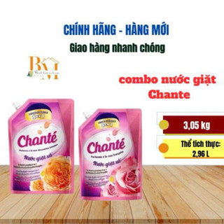 Combo 2 Túi Nước Giặt Xả Chanté Cao Cấp 8 Trong 1 Hương Hoa Hồng Pháp, Hương Hoa Hồng Alexandrine Pháp 3,05kg 1 Túi