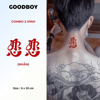 Hình Xăm Dán Chữ Nhẫn Màu Đỏ Funtatoo Lên Hình Luôn Kéo Dài 1-3 Ngày