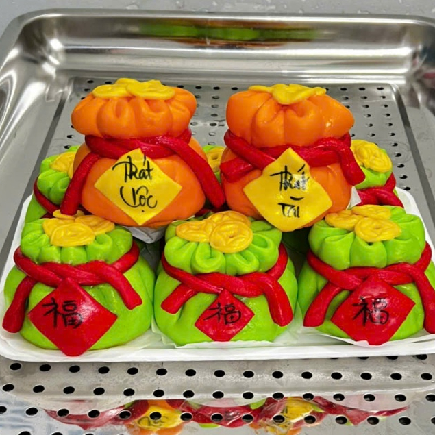 Bánh bao túi tiền tài lộc ngũ phúc - set 8 bánh