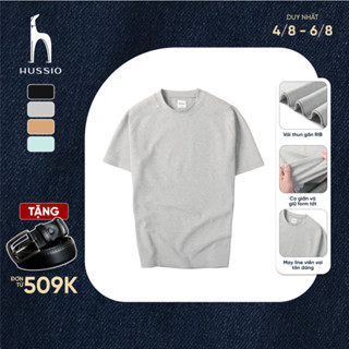 Áo thun nam cổ tròn CAVALIER vải thun gân đứng form, co dãn tốt, tôn dáng, che khuyết điểm - HUSSIO