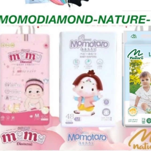 Bỉm tã dán/quần MOMO DIAMOND đủ size M48/L42/XL39/XXL36