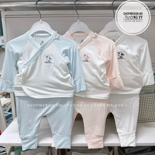    Bu Baby   - Bộ Bu sơ sinh cài chéo siro cho bé trai bé gái 