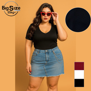    BIGSIZE TRÊN 55KG   AMS11 ÁO THUN CỔ TIM V SÂU HỞ NGỰC TAY NGẮN bigsize nữ 