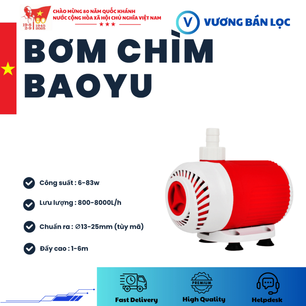 Máy Bơm Nước Baoyu BY101 BY102 BY103 BY104 BY105 BY106 BY107 BY108 BY109 - Bơm Chìm Cho Bể Cá