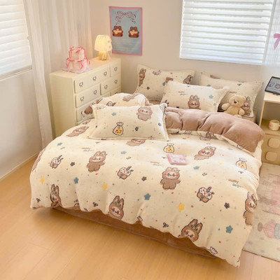 Bộ Chăn Ga Gối Nỉ Nhung Tuyết Sữa Cao Cấp bodecor Bộ Chăn Ga Nỉ Nhung 3D Mẫu Mới