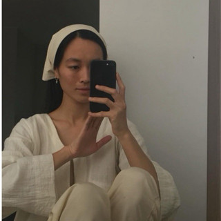 Turban bandana 55cm Khăn vuông linen pha, đa năng đội đầu, đeo cổ, decor, khăn ăn | by Calm