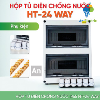  Tủ điện chống nước IP65 HT-24 WAY nhựa cao cấp ABS chống chịu va đập và thời tiết khắc nghiệt chuyên dụng điện mặt trời 