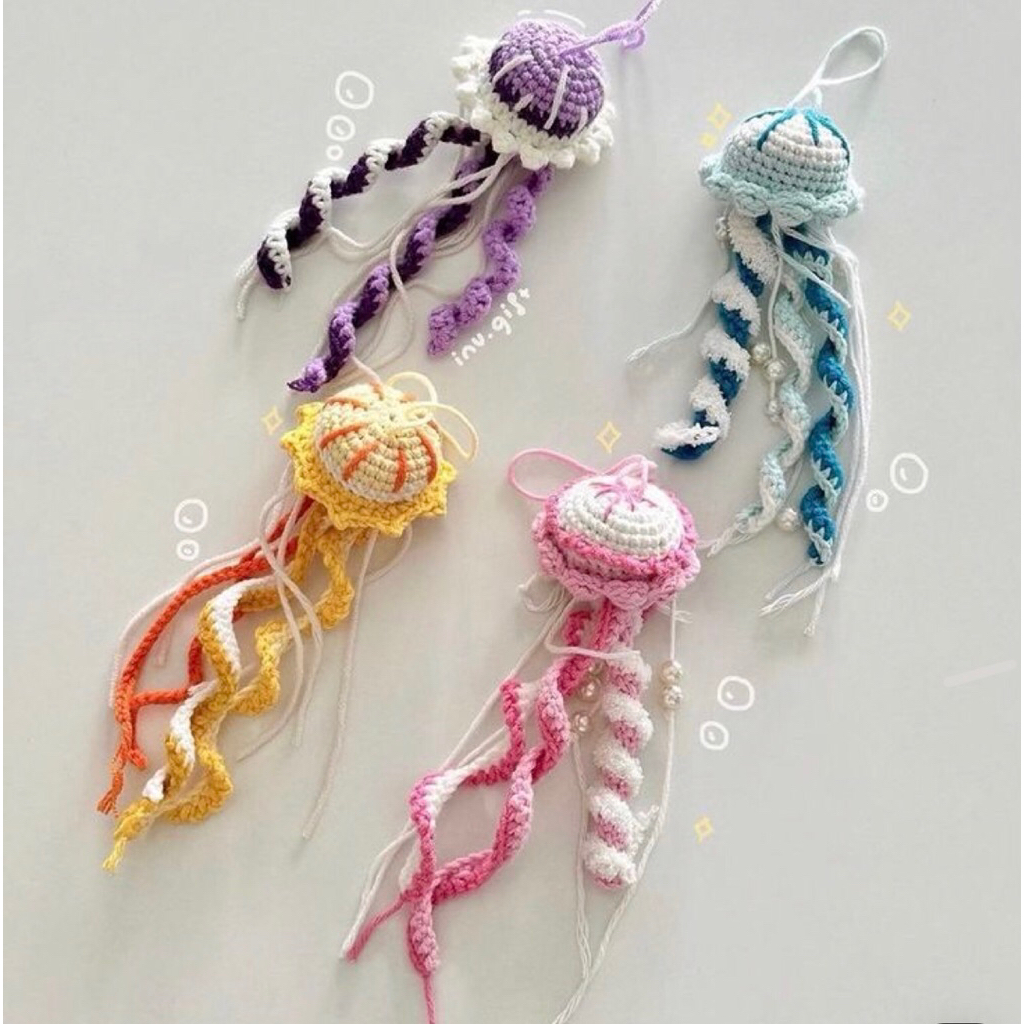 [Handmade] Móc Khoá Len Mềm Mại Hình Con Mực Dễ Thương Dùng Treo Balo, Làm Quà Tặng….