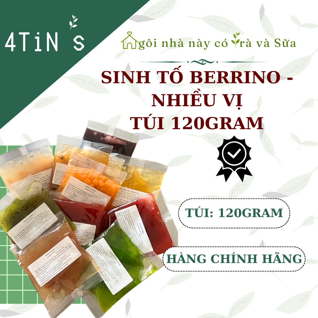 MỨT SINH TỐ BERRINO CHÍNH HÃNG LÀM PANNA COTTA PHA TRÀ TRÁI CÂY - TÚI 120GRAM